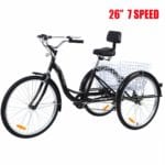 Iglobalbuy Black 7 Speed Three Wheel Adult Tricycle